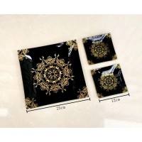 OEM tempered glass plate gift set with color box packing customized designs