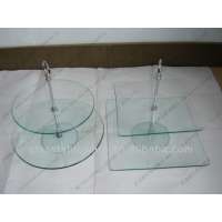 2 tier round tempered glass cake plate, 2 layer round tempered glass cake plate