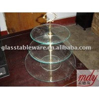 3 tier clear tempered glass cake plate ,clear glass server