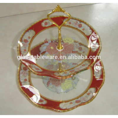 2 tier tempered glass cake plate