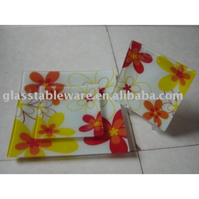 square shaped tempered glass plate set