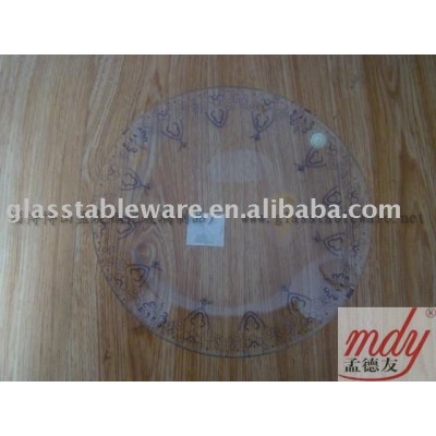 Dia 30cm turntable footed round tempered glass cake plate