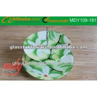 r2 tier round tempered glass snack dish, 2 layer round tempered glass snack tray