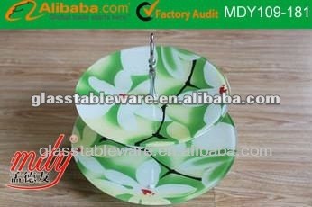 2 tier round tempered glass cake dish, 2 layer round tempered glass cake tray