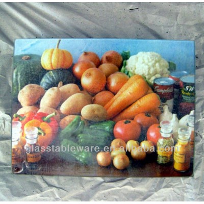 vegetable pattern tempered glass cutting boards/chopping boards