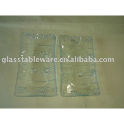 rectangle clear tempered glass dinner plates,glass serving tray